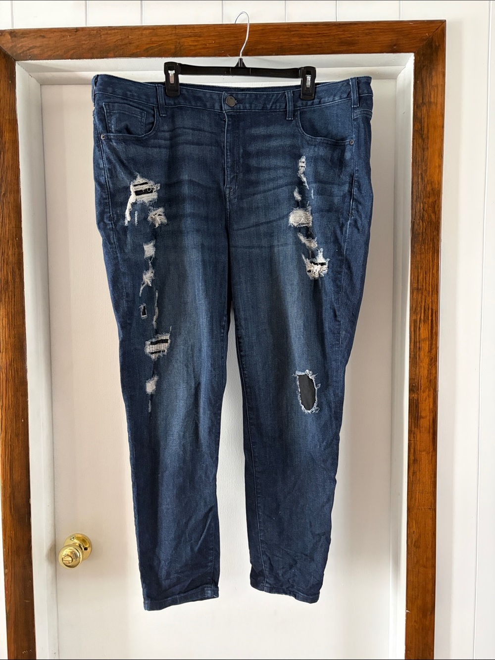 Lane Bryant Dark Blue Distressed Skinny Jeans